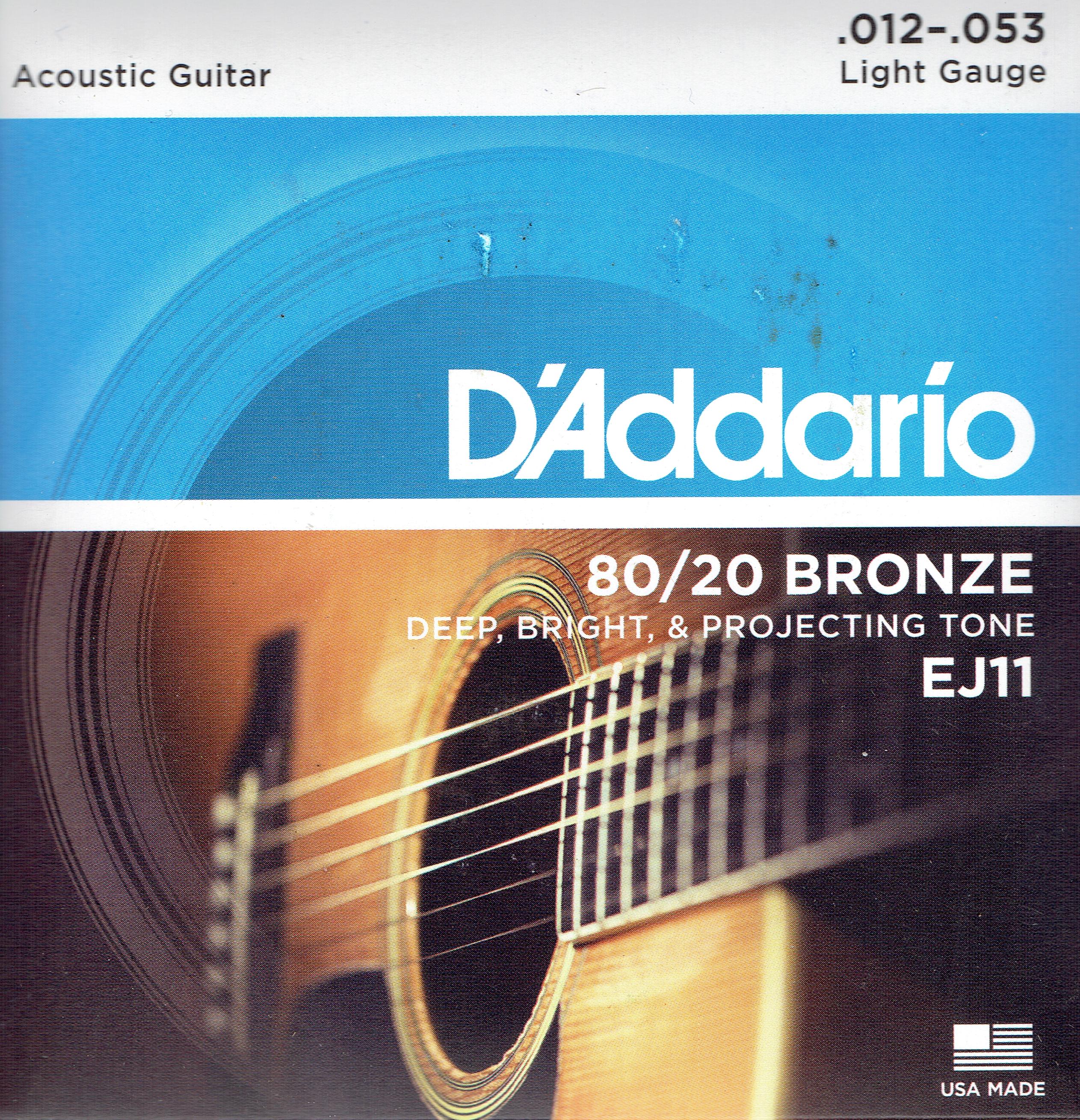 D\'Addario 80/20 bronze acoustic guitar strings 12-53 EJ11