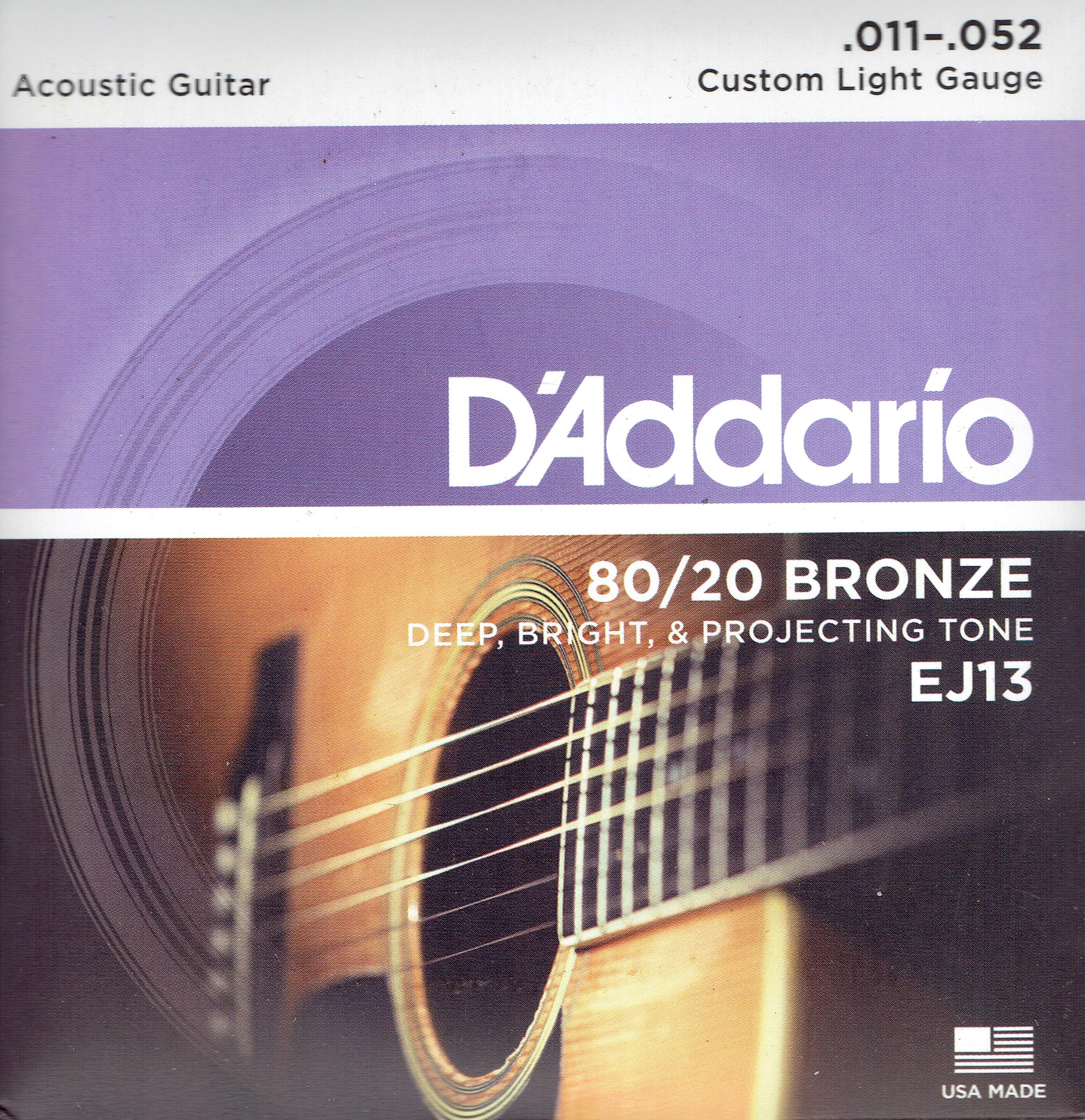D\'Addario, 80/20 bronze acoustic guitar strings 11-52 EJ13
