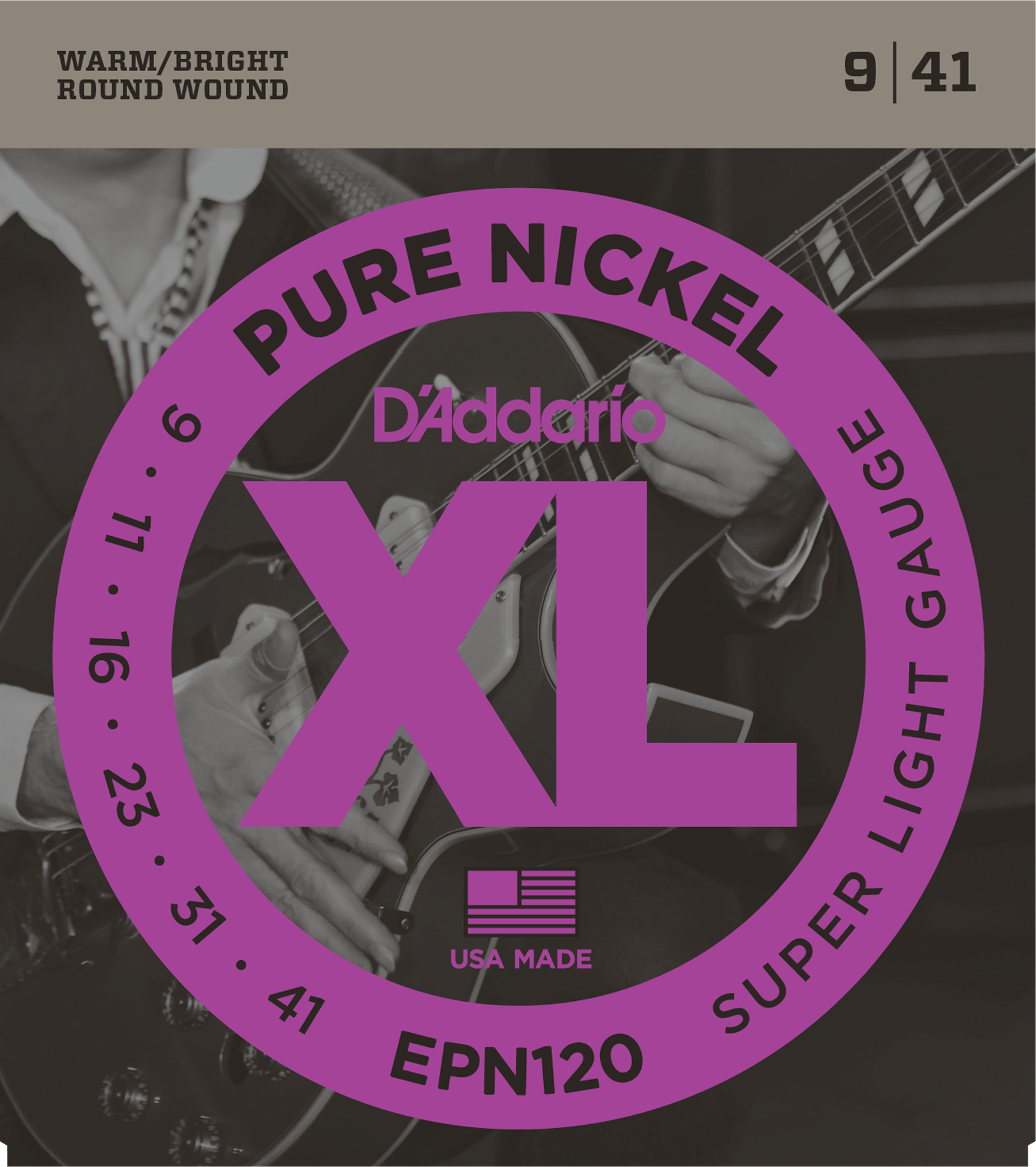 D\'Addario pure nickel guitar strings 9-41 EPN120