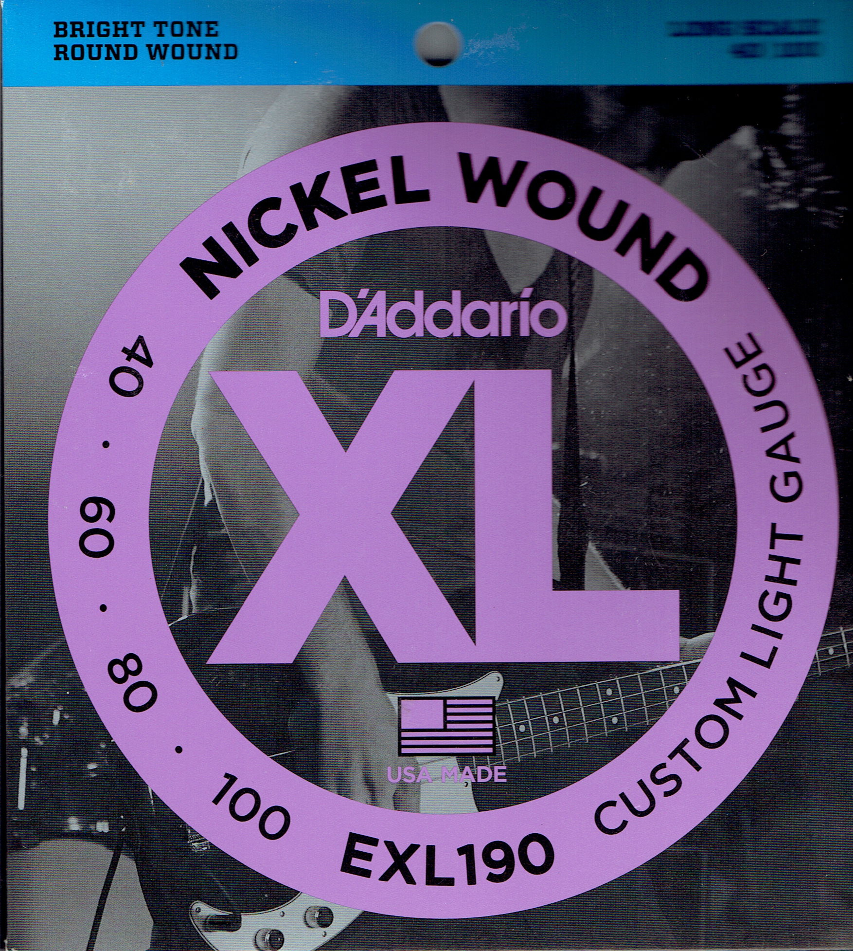 D\'Addario nickel bass guitar strings 40-100 EXL190