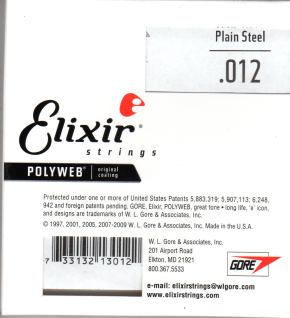 012 Elixir Polyweb coated single string plain steel 4 pack