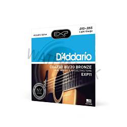 D'Addario coated guitar strings 80/20 bronze 12-53