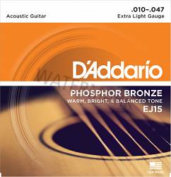 D'Addario phosphor bronze acoustic guitar strings 10-47
